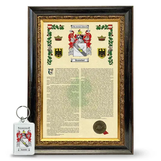 Rozenthal Framed Armorial History and Keychain - Heirloom