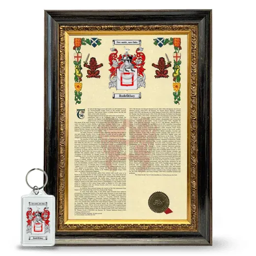 Rudefithay Framed Armorial History and Keychain - Heirloom