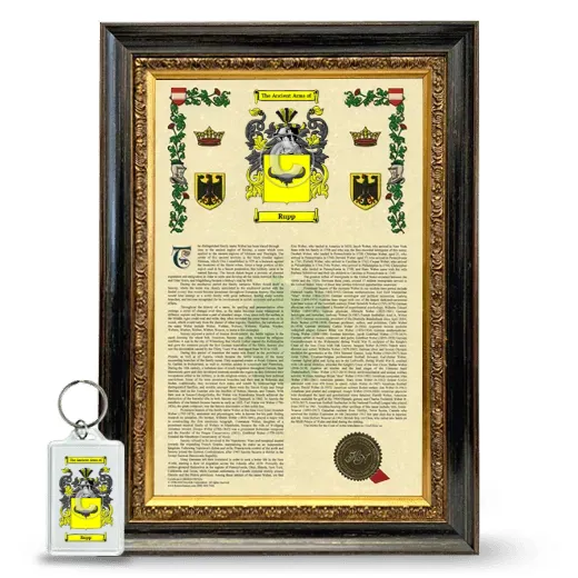 Rupp Framed Armorial History and Keychain - Heirloom
