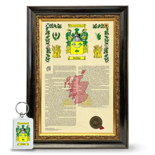 Rutlidge Framed Armorial History and Keychain - Heirloom