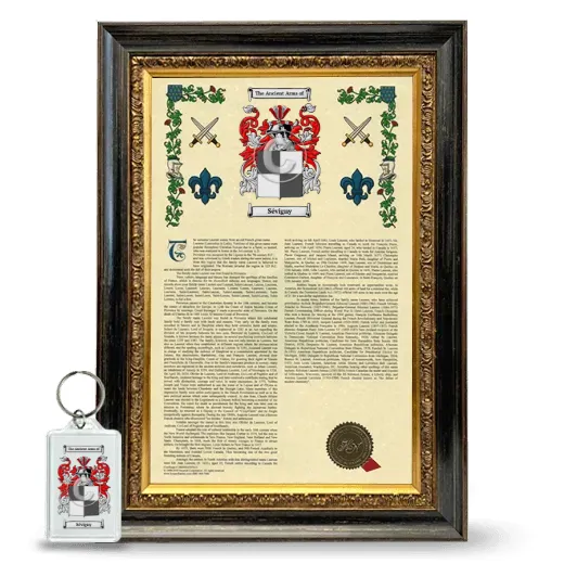 Sévigny Framed Armorial History and Keychain - Heirloom