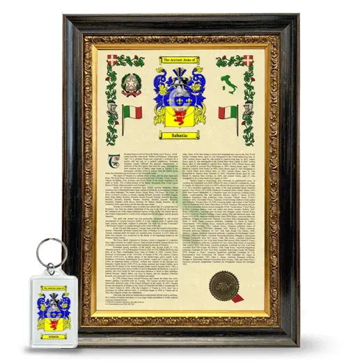 Sabatin Framed Armorial History and Keychain - Heirloom
