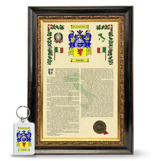 Sabatini Framed Armorial History and Keychain - Heirloom