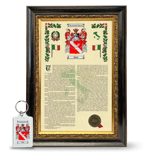 Sacio Framed Armorial History and Keychain - Heirloom