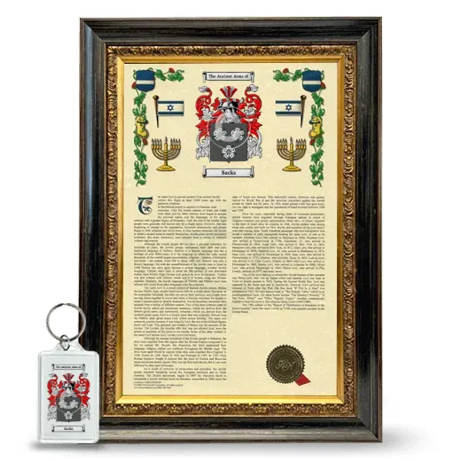 Sacks Framed Armorial History and Keychain - Heirloom