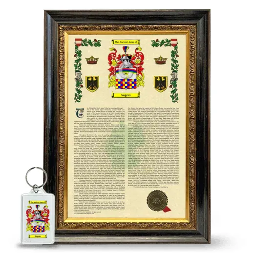 Sagers Framed Armorial History and Keychain - Heirloom