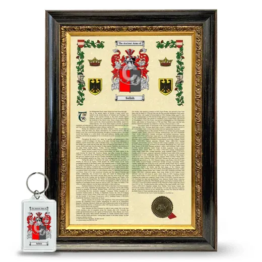 Salish Framed Armorial History and Keychain - Heirloom
