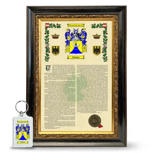 Saltman Framed Armorial History and Keychain - Heirloom