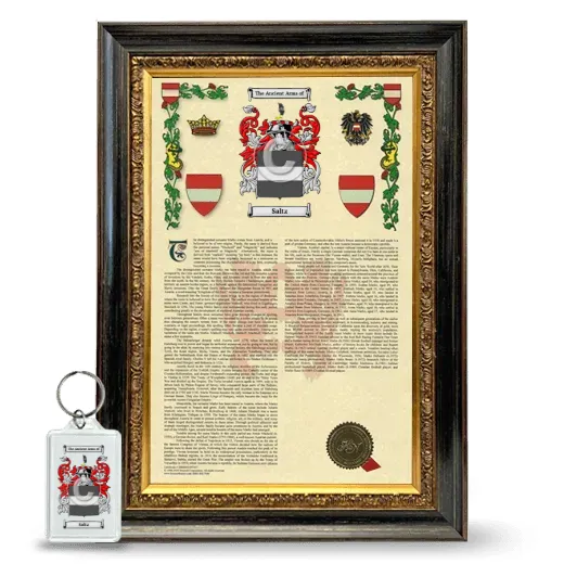 Saltz Framed Armorial History and Keychain - Heirloom