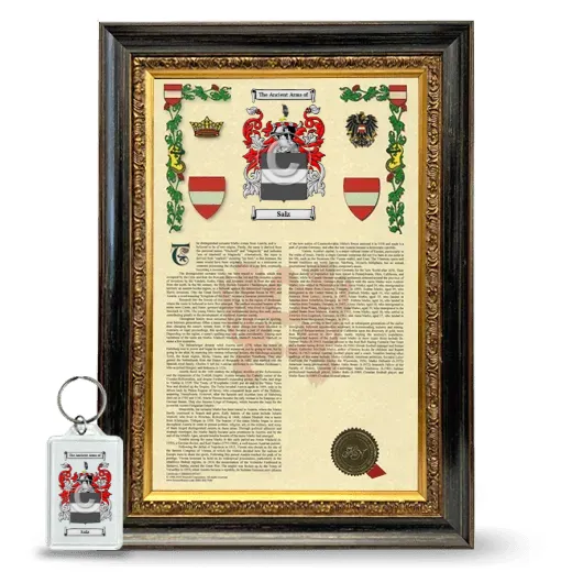 Salz Framed Armorial History and Keychain - Heirloom