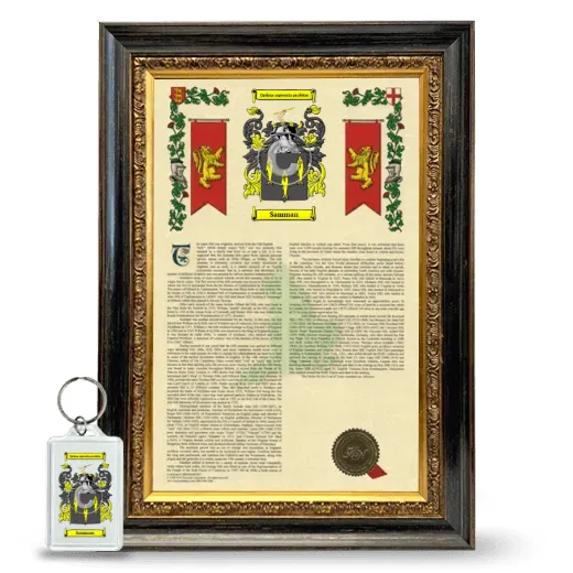 Samman Framed Armorial History and Keychain - Heirloom