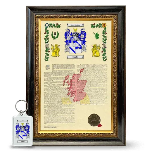 Sandel Framed Armorial History and Keychain - Heirloom