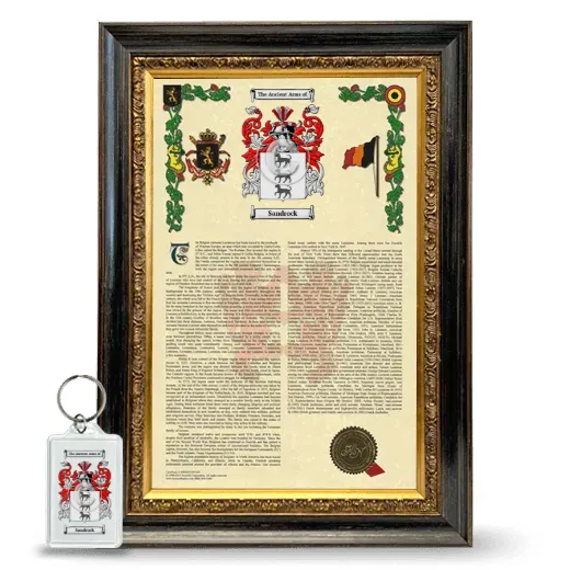 Sandrock Framed Armorial History and Keychain - Heirloom