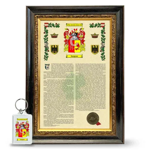 Sangene Framed Armorial History and Keychain - Heirloom