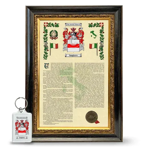 Sangineto Framed Armorial History and Keychain - Heirloom