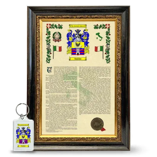 Santino Framed Armorial History and Keychain - Heirloom