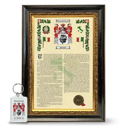 Saraceni Framed Armorial History and Keychain - Heirloom