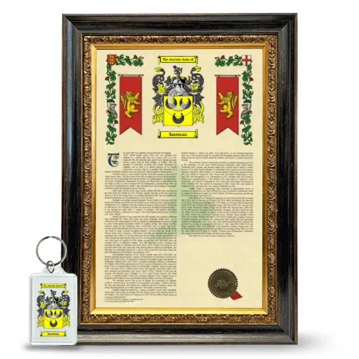 Saressan Framed Armorial History and Keychain - Heirloom