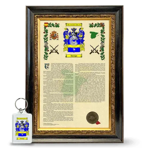 Sarraga Framed Armorial History and Keychain - Heirloom