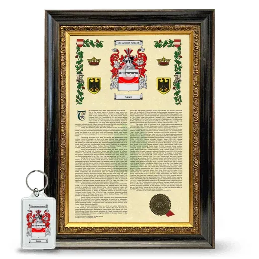 Saser Framed Armorial History and Keychain - Heirloom