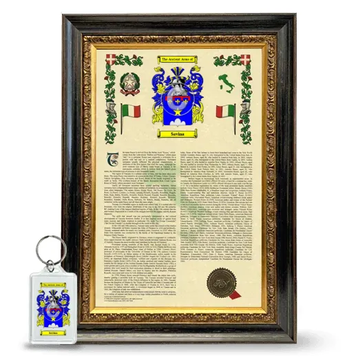 Savina Framed Armorial History and Keychain - Heirloom
