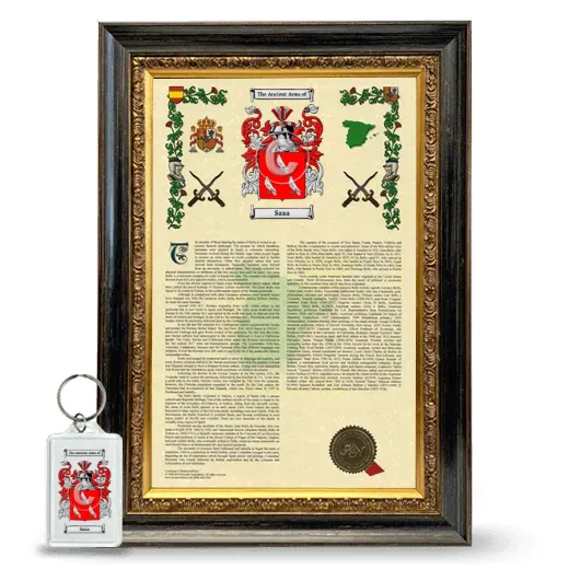 Saxa Framed Armorial History and Keychain - Heirloom