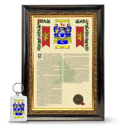 Saxer Framed Armorial History and Keychain - Heirloom