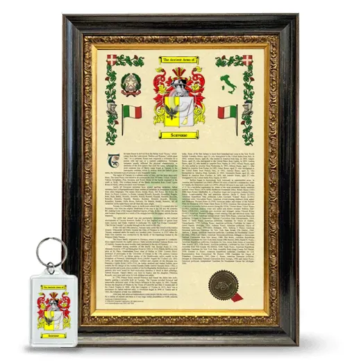 Scavone Framed Armorial History and Keychain - Heirloom