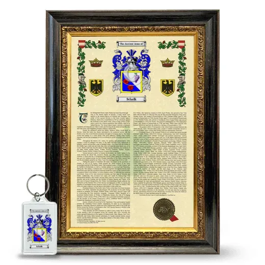 Schalk Framed Armorial History and Keychain - Heirloom