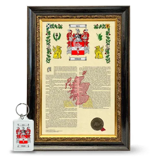 Schank Framed Armorial History and Keychain - Heirloom