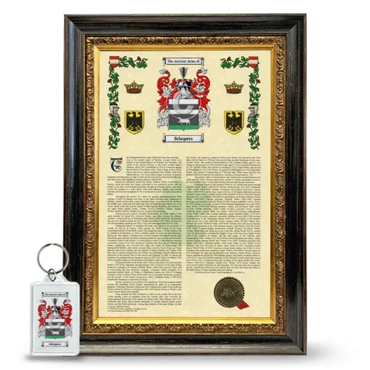 Schapers Framed Armorial History and Keychain - Heirloom