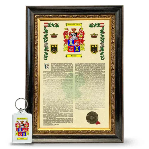 Scharf Framed Armorial History and Keychain - Heirloom