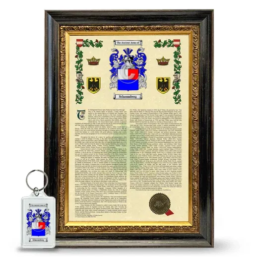 Schaumberg Framed Armorial History and Keychain - Heirloom