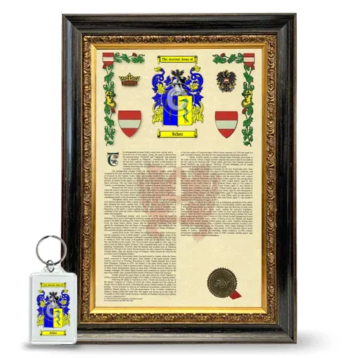 Scher Framed Armorial History and Keychain - Heirloom