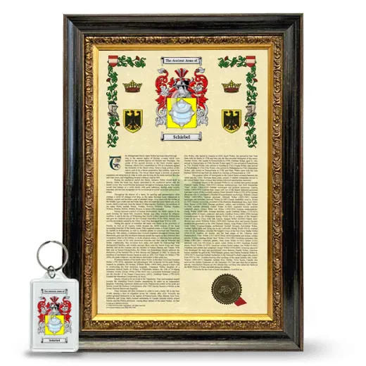 Schiebel Framed Armorial History and Keychain - Heirloom