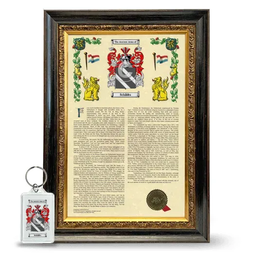 Schildts Framed Armorial History and Keychain - Heirloom