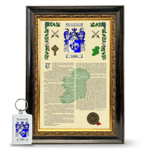 Schillok Framed Armorial History and Keychain - Heirloom