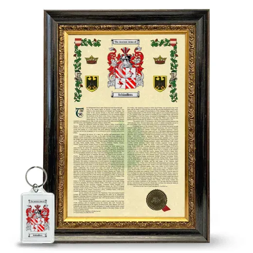 Schindlers Framed Armorial History and Keychain - Heirloom