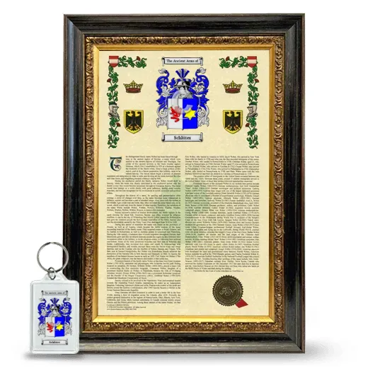 Schlüter Framed Armorial History and Keychain - Heirloom