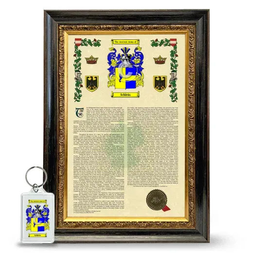 Schlein Framed Armorial History and Keychain - Heirloom