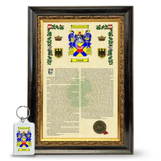 Schmall Framed Armorial History and Keychain - Heirloom