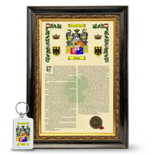 Schnarr Framed Armorial History and Keychain - Heirloom