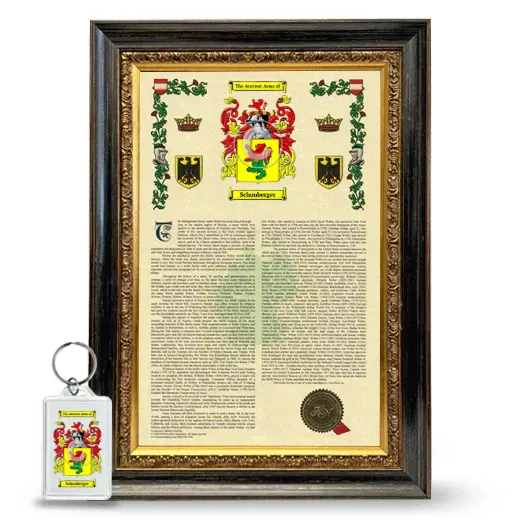 Schonberger Framed Armorial History and Keychain - Heirloom