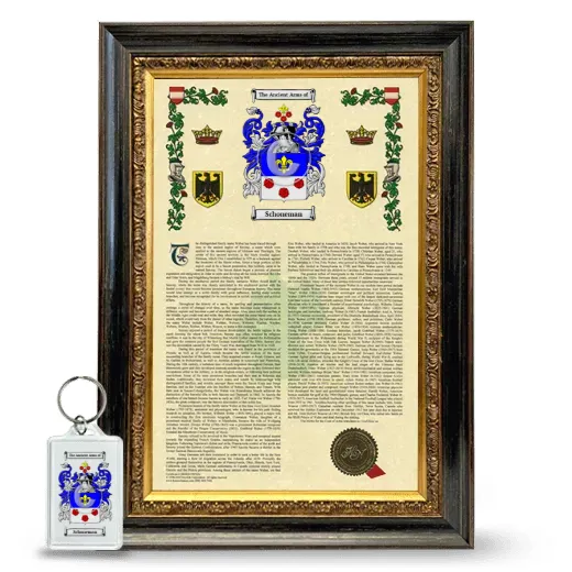 Schoneman Framed Armorial History and Keychain - Heirloom