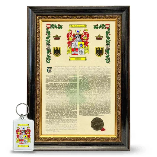 Schuch Framed Armorial History and Keychain - Heirloom