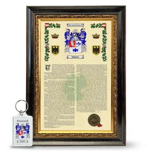 Schuerer Framed Armorial History and Keychain - Heirloom