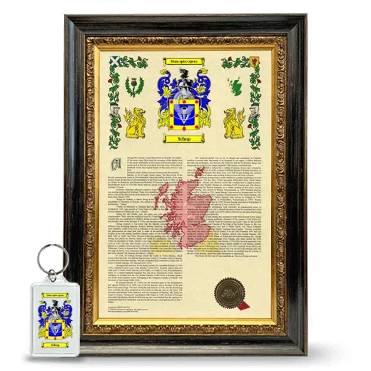 Schup Framed Armorial History and Keychain - Heirloom