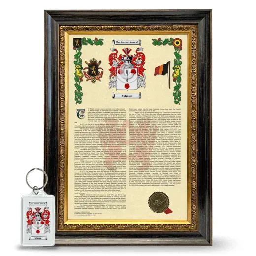 Schupp Framed Armorial History and Keychain - Heirloom