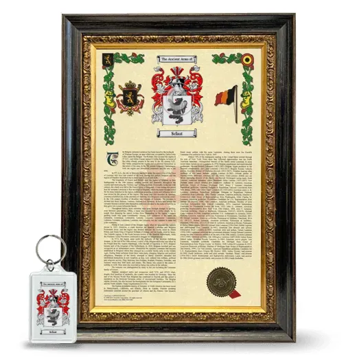 Schut Framed Armorial History and Keychain - Heirloom