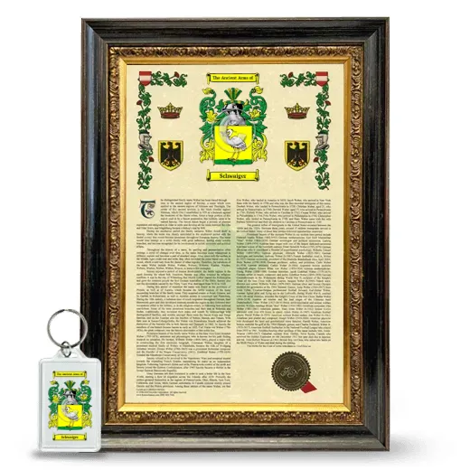 Schwaiger Framed Armorial History and Keychain - Heirloom